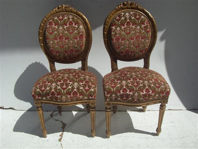 Par De Sillas Francesas Luis Xvi Oval Doradas
