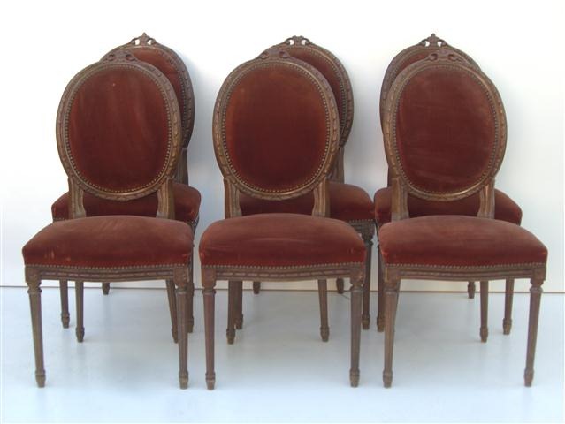 Juego De 6 Sillas Estilo Frances Luis XVI Medallon