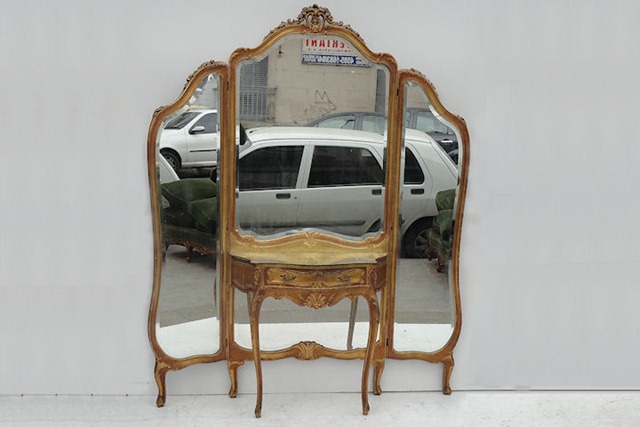 Probador Frances Luis XV Dorado Con Espejos