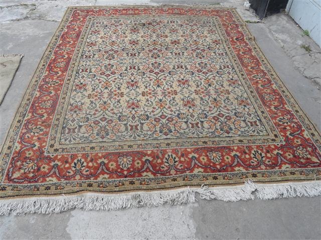 Alfombra De Lana Tejida A Mano Antigua