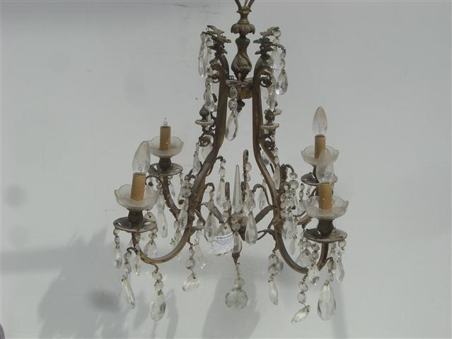 Ara&ntilde;a De Bronce Francesa 4 Luces Con Caireles