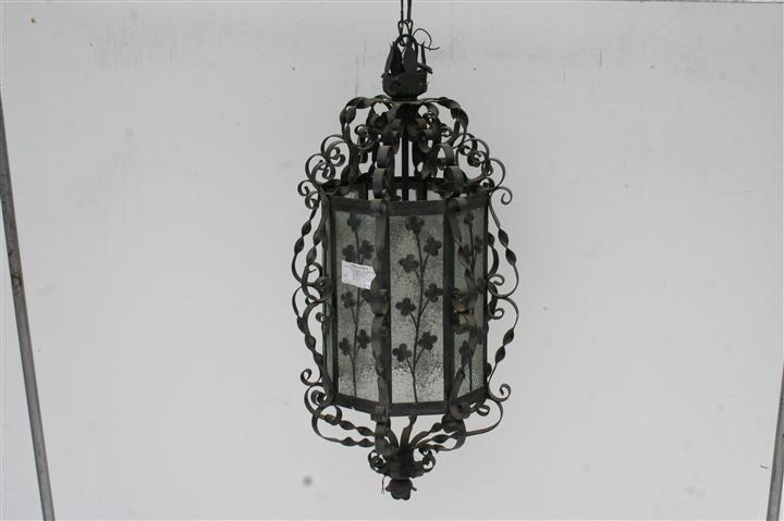 Farol De Hierro Antiguo Con Vidrio