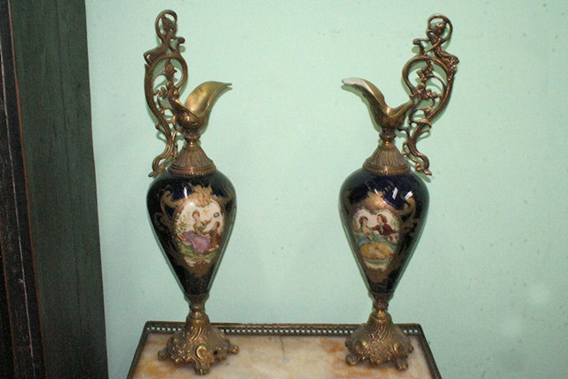 Par De Anforas Francesas Azul Cobalto Y Bronce