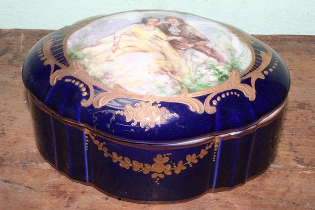 Caja Alhajero Antigua Azul Cobalto