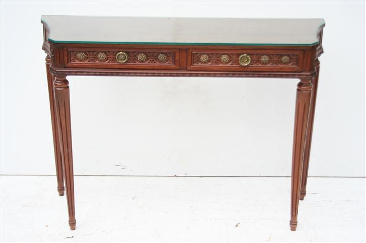 Consola Estilo France Luis Xvi Con Tapa de Vidrio