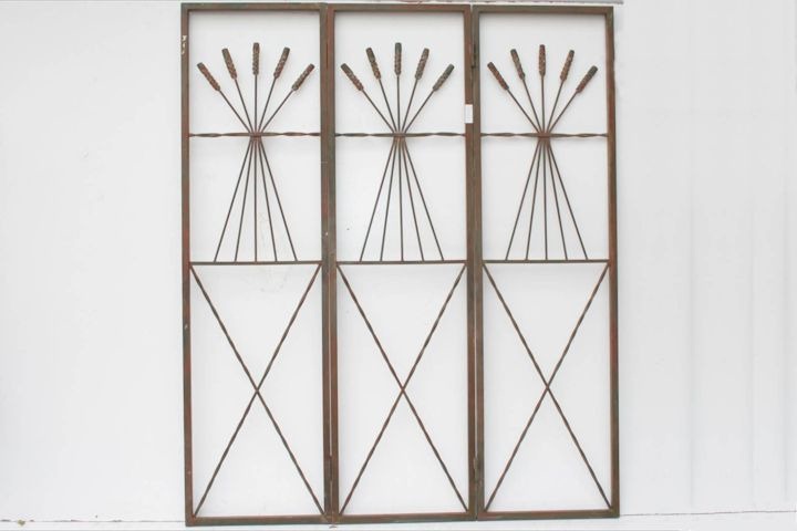 Biombo De Hierro De 3 Hojas Antiguo