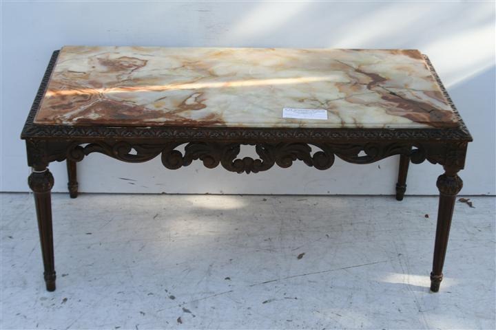 Mesa Ratona Centro Luis Xvi Con Tapa De Marmol