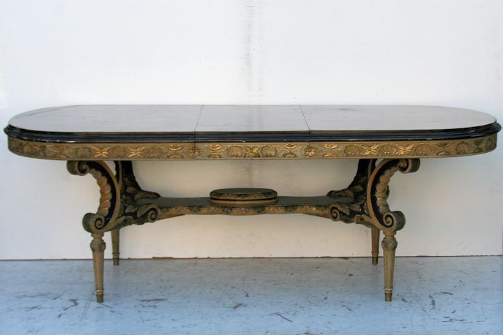 MESA DE COMEDOR ANTIGUA CON MARQUETERIA