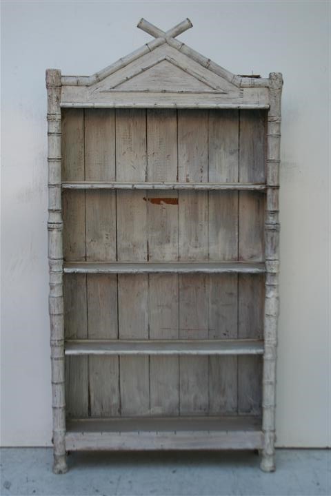 Biblioteca Rustica De Madera Patinada