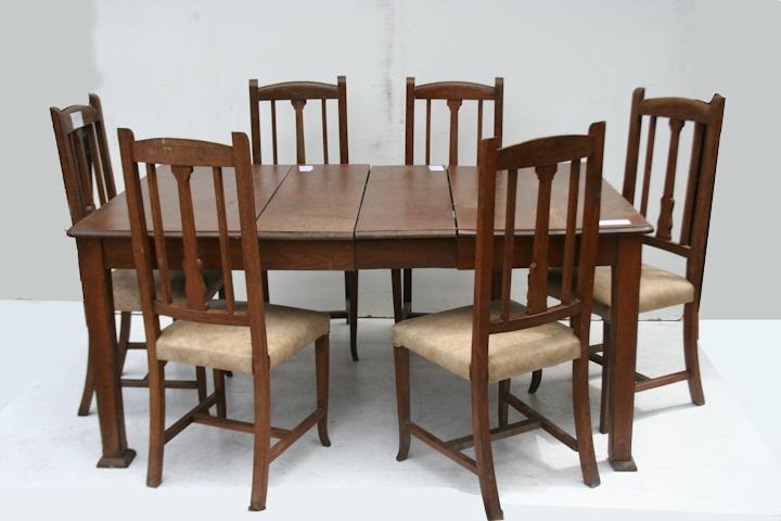 Juego De Comedor 6 Sillas + Mesa De Roble Tablas De Alargue