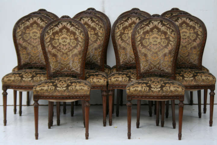 Juego De 10 Sillas De Estilo Frances Luis XVI Oval