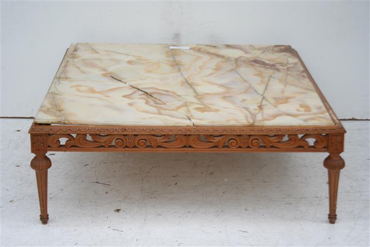 Mesa Ratona Centro Luis Xvi Con Tapa De Marmol Gran Tamaño