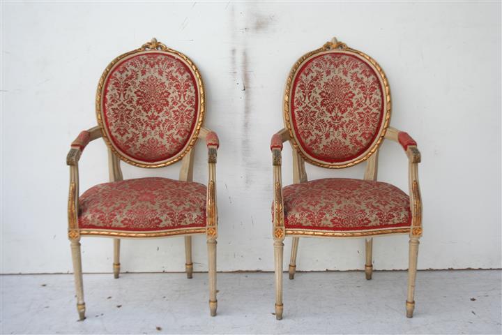 Par De Sillones Estilo Frances Luis Xvi Medallon Patinados