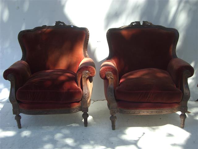 Par De Sillones Estilo Frances Luis Xvi Nogal