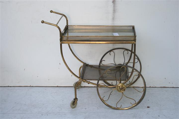 Mesa Carrito Tipo Bar Con Ruedas De Bronce