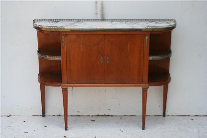 Petit Mueble Auxiliar Estilo Frances Con Marmol Y Bronce