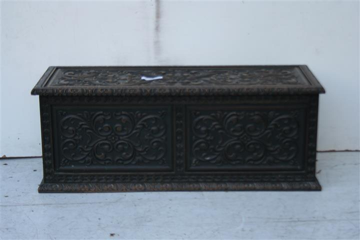 Arcón Tallado Antiguo De Madera Baul