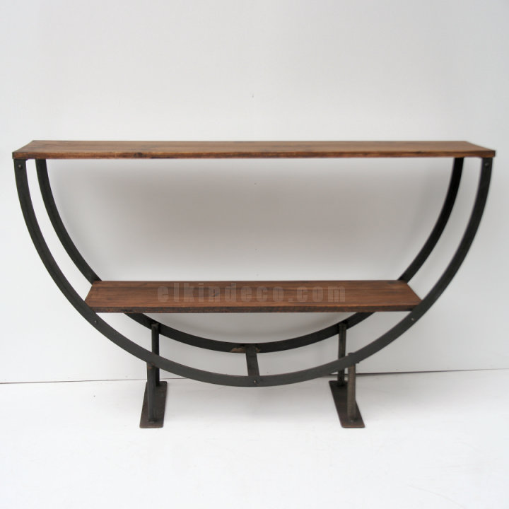 ESTANTERIA SEMICIRCULAR DE HIERRO Y MADERA