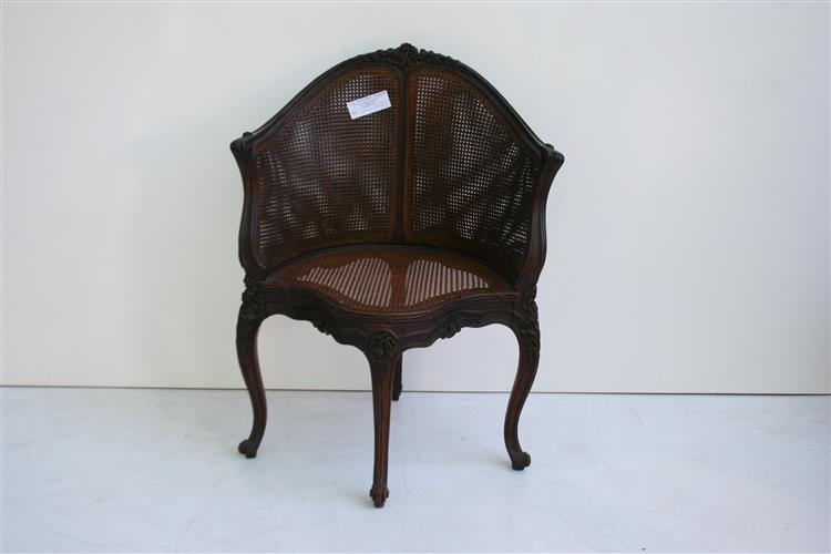 Petit Sillon Estilo Frances Luis Xv De Nogal Esterilla