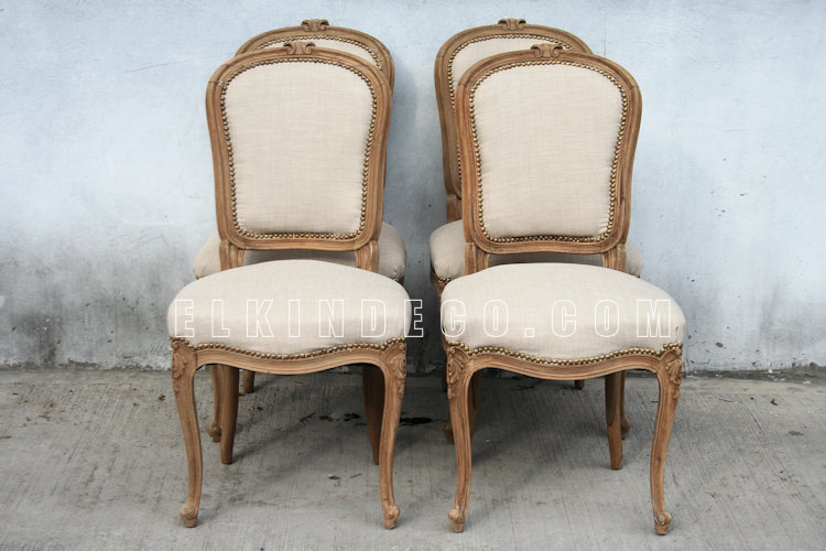 Juego De 4 Sillas Estilo Frances Luis Xv En Lino