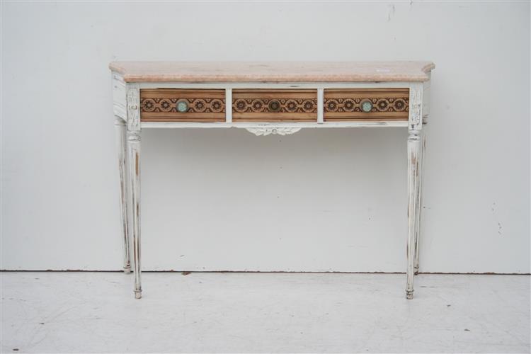 Consola Estilo Frances Luis Xvi Con Marmol Cajones