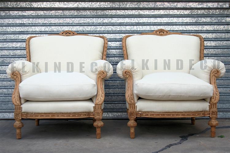 Par De Sillones Estilo Frances Luis Xvi Lavados retapizados