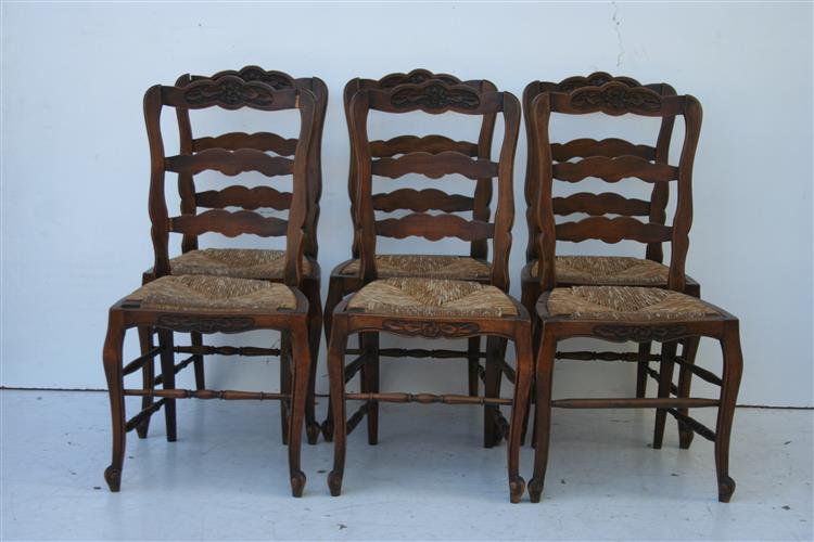 Juego De 6 Sillas De Estilo Provenzal Asiento De Junco