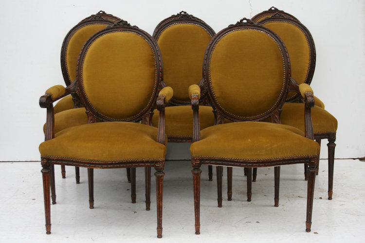 Juego De Comedor Frances Luis Xvi 6 Sillas 2 Sillones