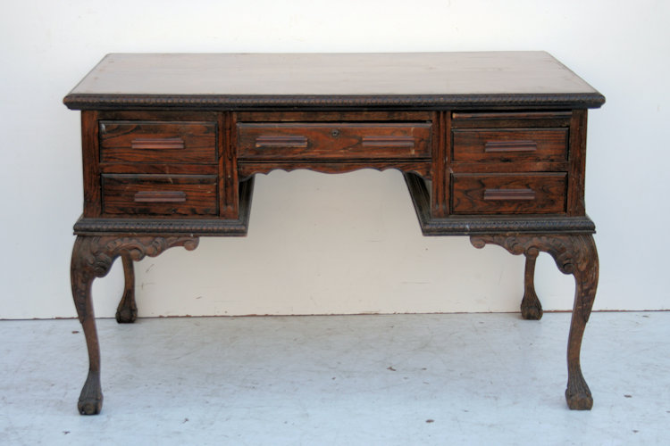 Escritorio Estilo Inglés Chippendale De 5 Cajones