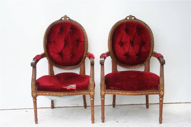 Par De Sillones Estilo Frances Luis Xvi Medallon