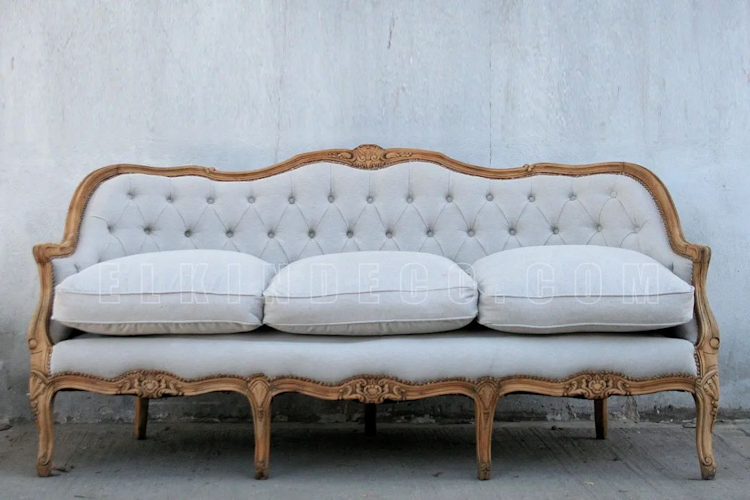 Sofa Estilo Frances Luis Xv Tapizado A Nuevo Lino
