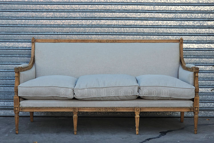 Sofa Estilo Frances De 3 Cuerpos Lavado Tapizado En Lino