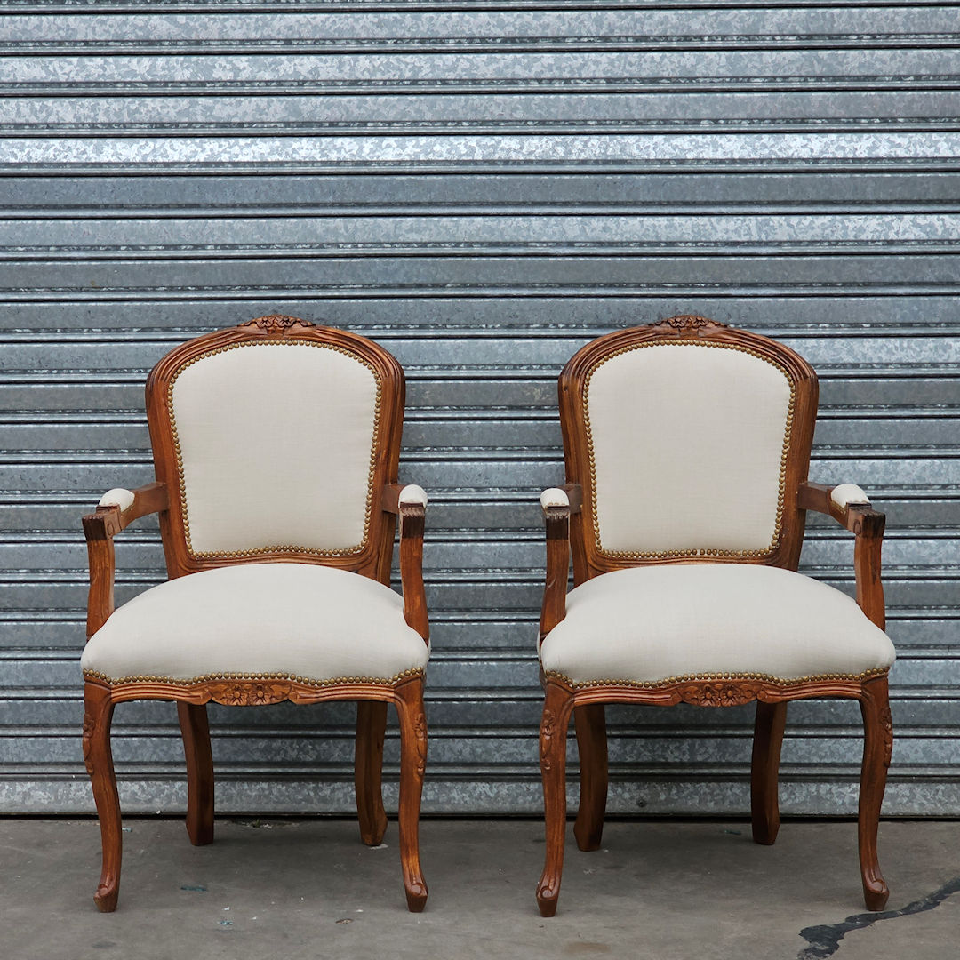 Par De Sillones Estilo Frances Luis Xv Lino antimanchas