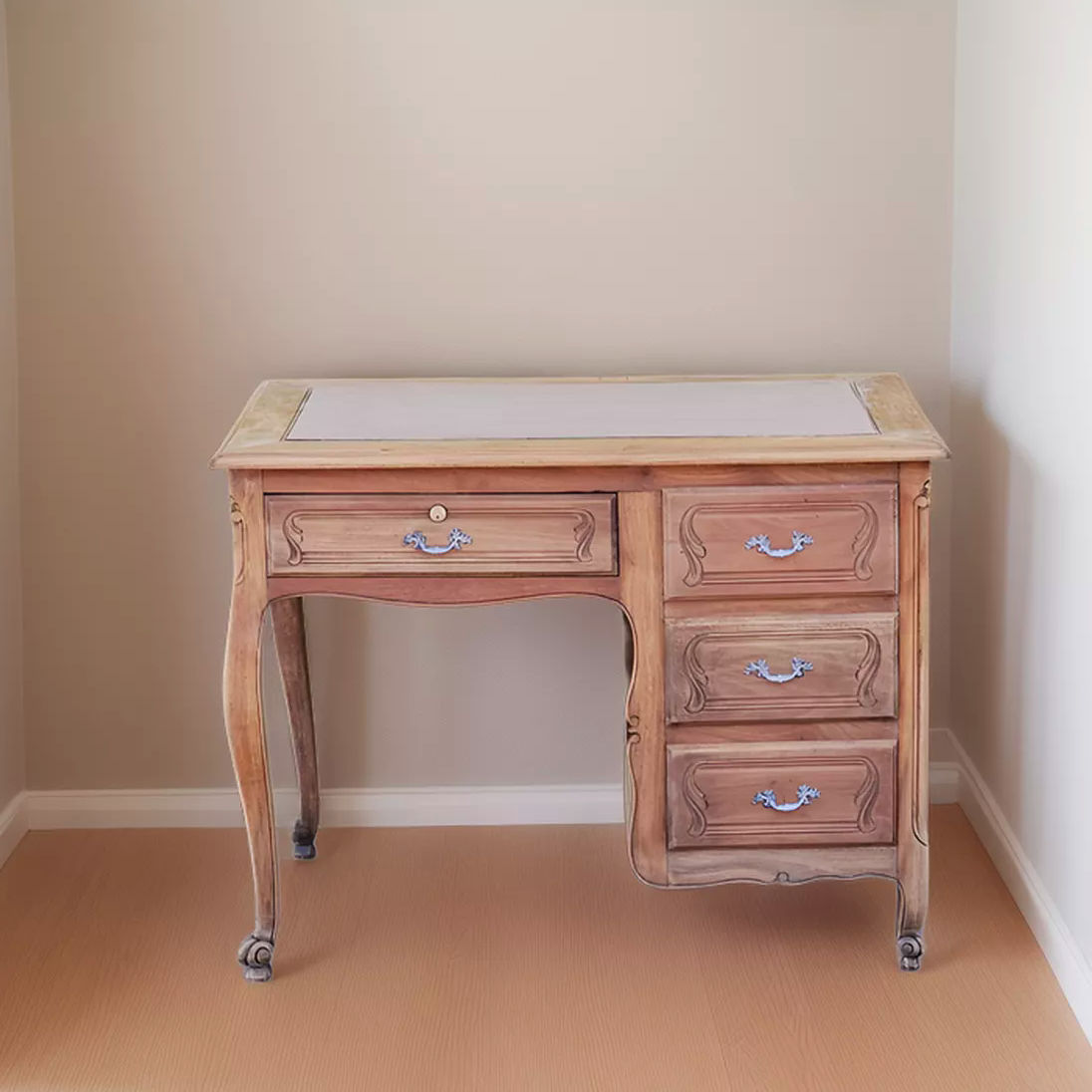 Escritorio Provenzal De 4 Cajones Lavado A Nuevo