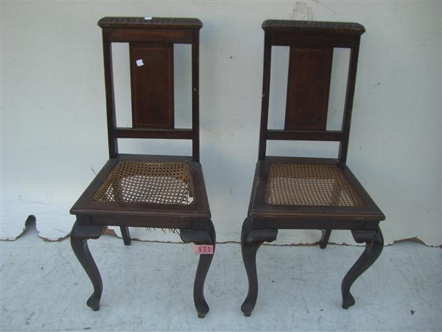 Par De Sillas Estilo Ingles Reina Ana Con Esterilla