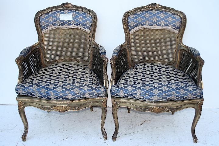 Par De Sillones Estilo Frances Luis XV Dorados