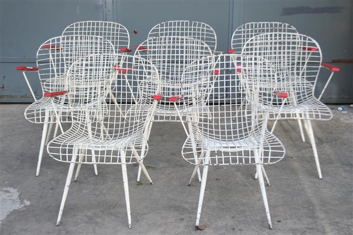 Juego De 8 Sillas Tipo Bertoia Con Apoyabrazos