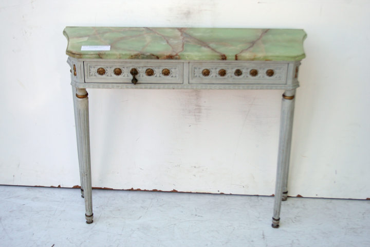 Consola Estilo Frances Luis Xvi Con Marmol 2 Cajones