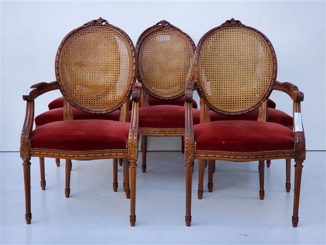 Juego De Comedor Frances Luis XVI 6 Sillas 2 Sillones