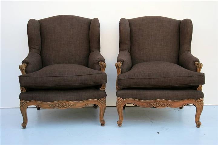 PAR DE SILLONES FRANCES LUIS XV BERGERE LINO SPAZIO LAVADOS