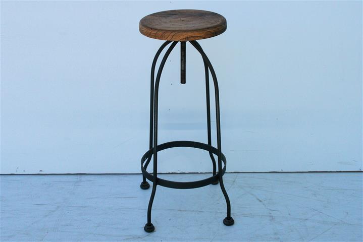 Taburete De De Hierro Y Madera