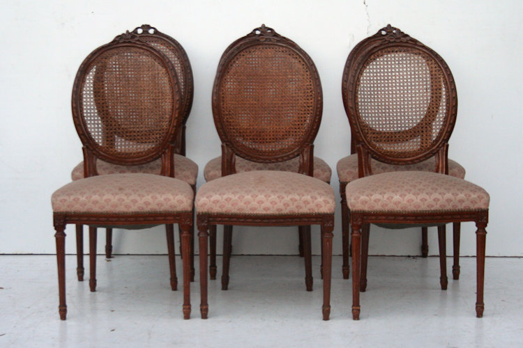 Juego De 6 Sillas Estilo Frances Luis Xvi Medallon