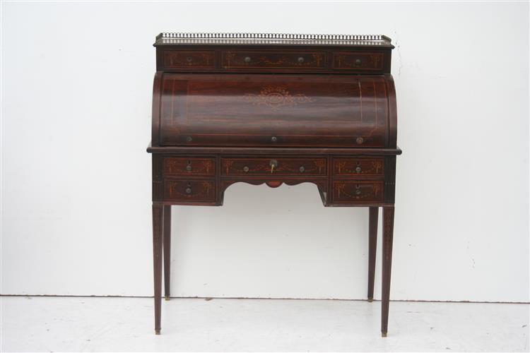 Escritorio Ingles Adams Tipo Tambor 8 Cajones