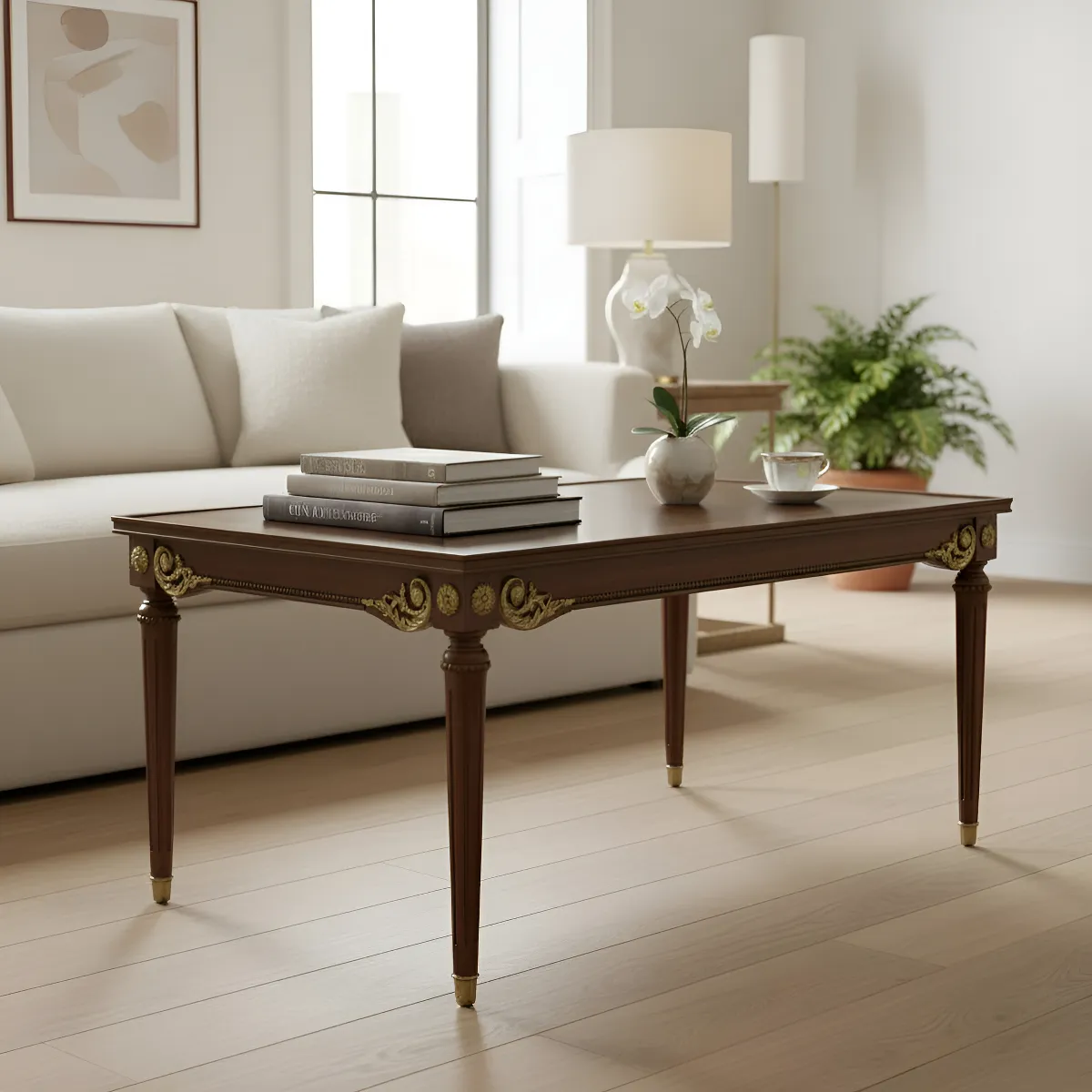 Mesa Ratona Rectangular Estilo Frances Con Vidrio