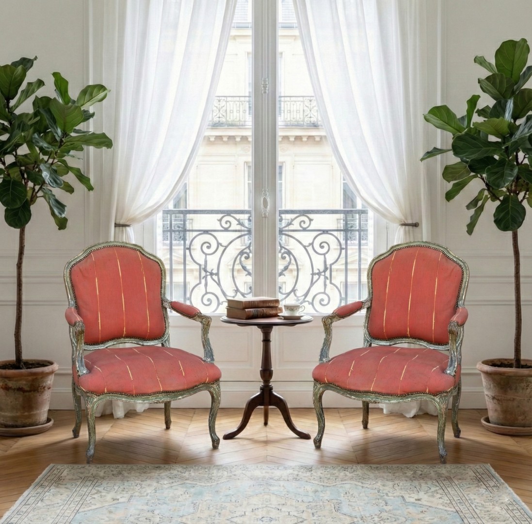 Par De Sillones Estilo Francés Luis XVI patinados living