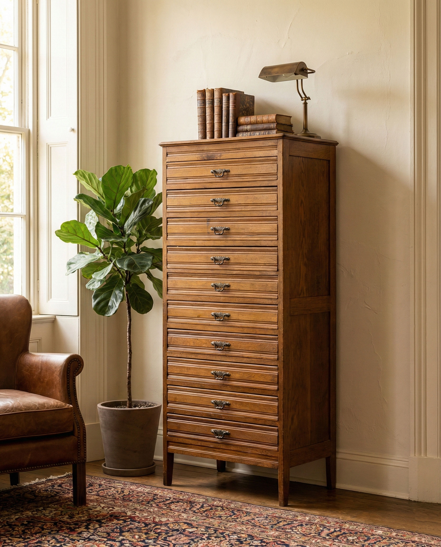 Fichero de roble de 10 cajones