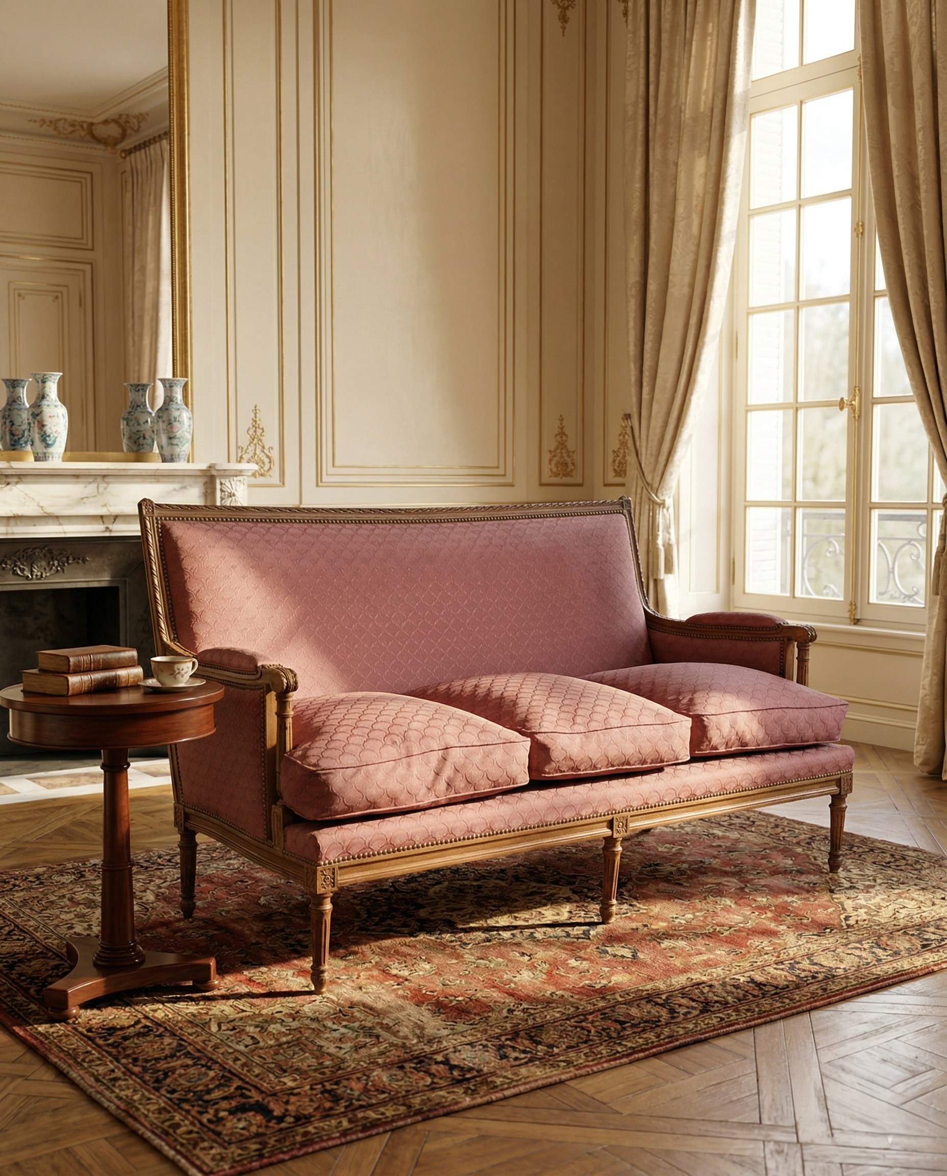 Sofá de 3 cuerpos Estilo Francés Luis Xvi De Living