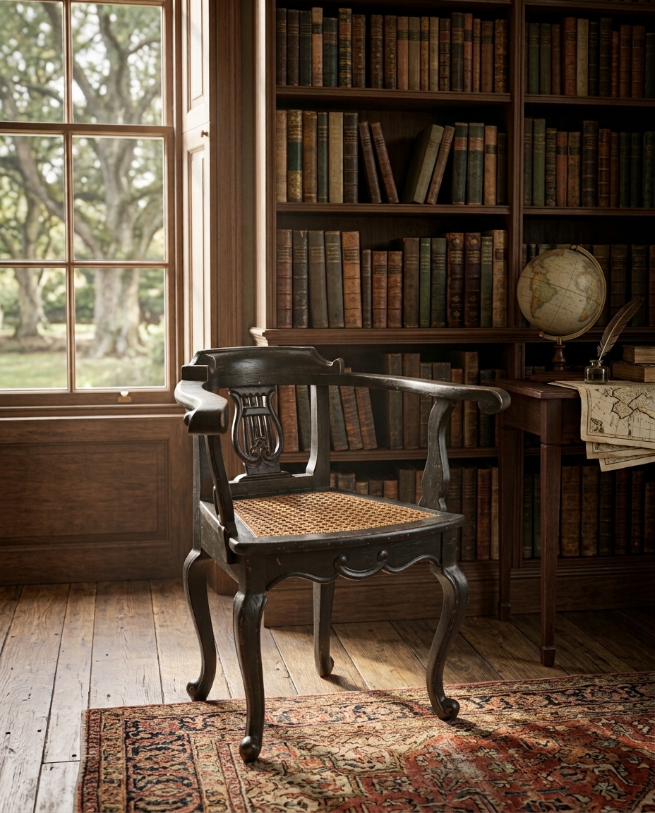 Sillón antiguo con asiento de esterilla petit
